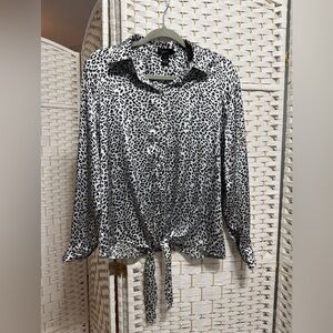 Leopard Print Button-Up Blouse